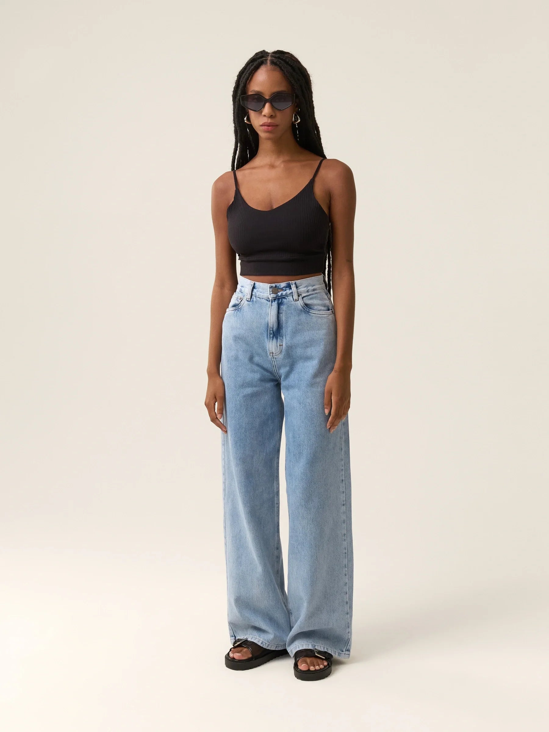 Calça Jeans Wide Leg Buriti Azul Claro