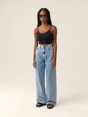 Calça Jeans Wide Leg Buriti Azul Claro
