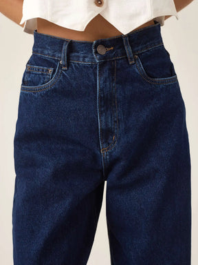 Calça Jeans Wide Leg Buriti Azul Escuro