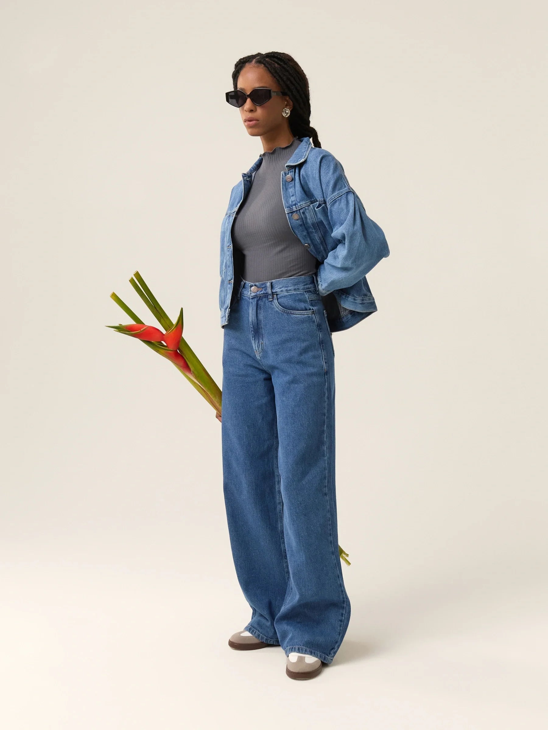 Calça Jeans Wide Leg Buriti Azul Médio