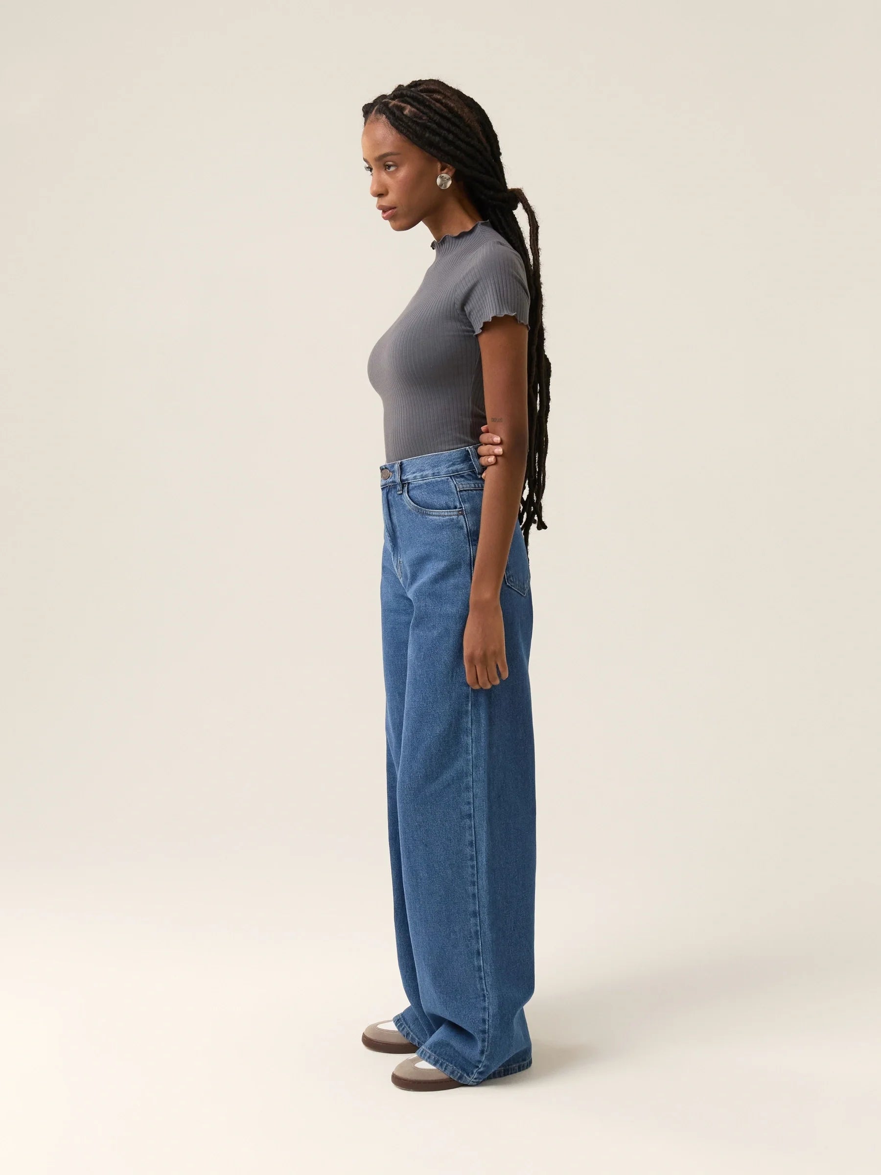Calça Jeans Wide Leg Buriti Azul Médio