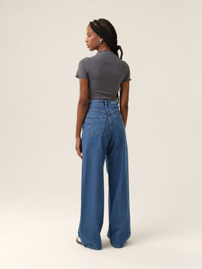 Calça Jeans Wide Leg Buriti Azul Médio