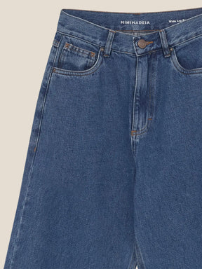 Calça Jeans Wide Leg Buriti Azul Médio