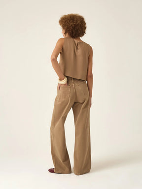 Calça Jeans Wide Leg Buriti Marrom Claro