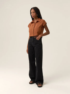 Calça Jeans Wide Leg Buriti Preta