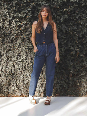 Calça Jeans Slouchy Cacau Azul Escuro