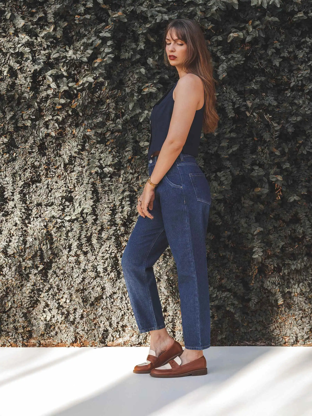 Calça Jeans Slouchy Cacau Azul Escuro