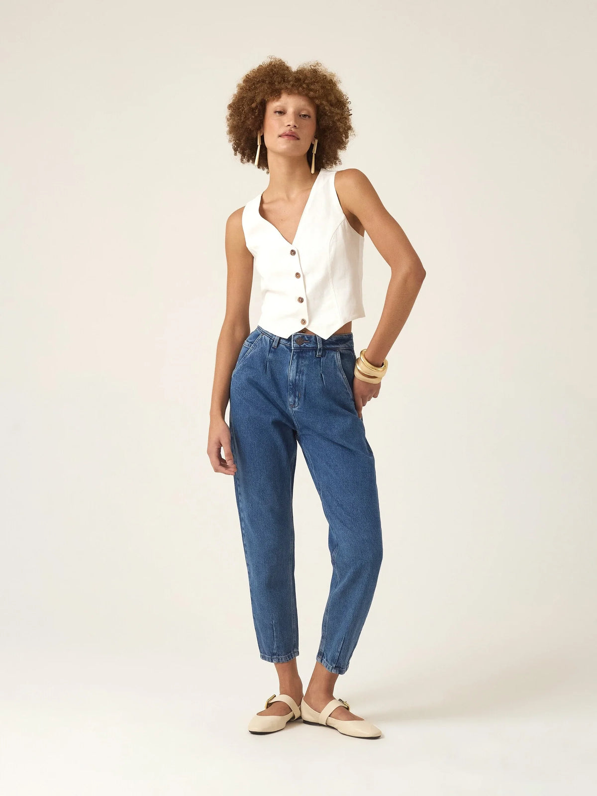 Calça Jeans Slouchy Cacau Azul Médio