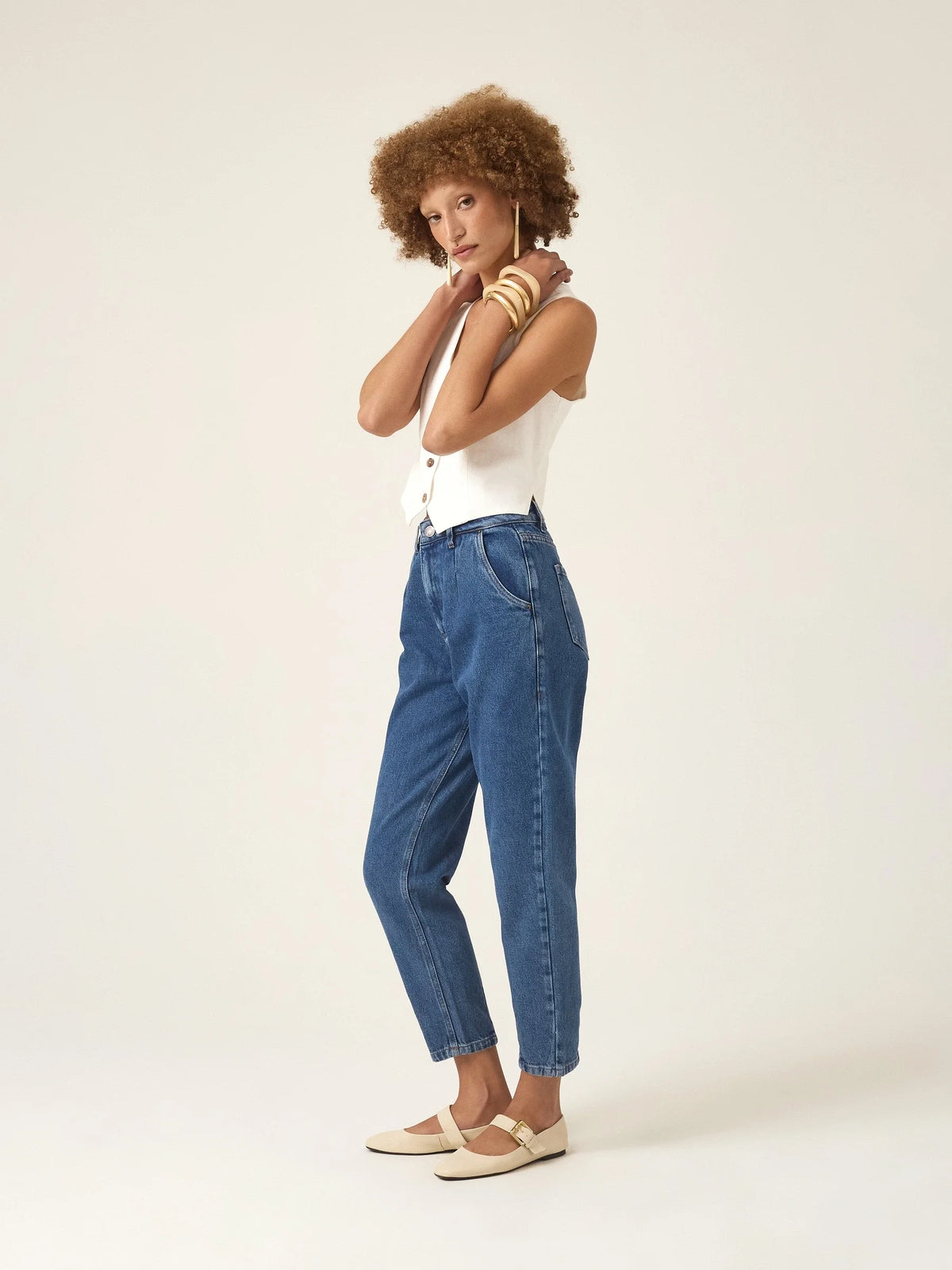 Calça Jeans Slouchy Cacau Azul Médio