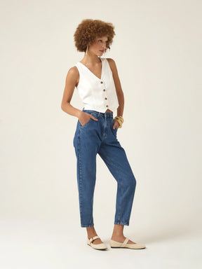 Calça Jeans Slouchy Cacau Azul Médio