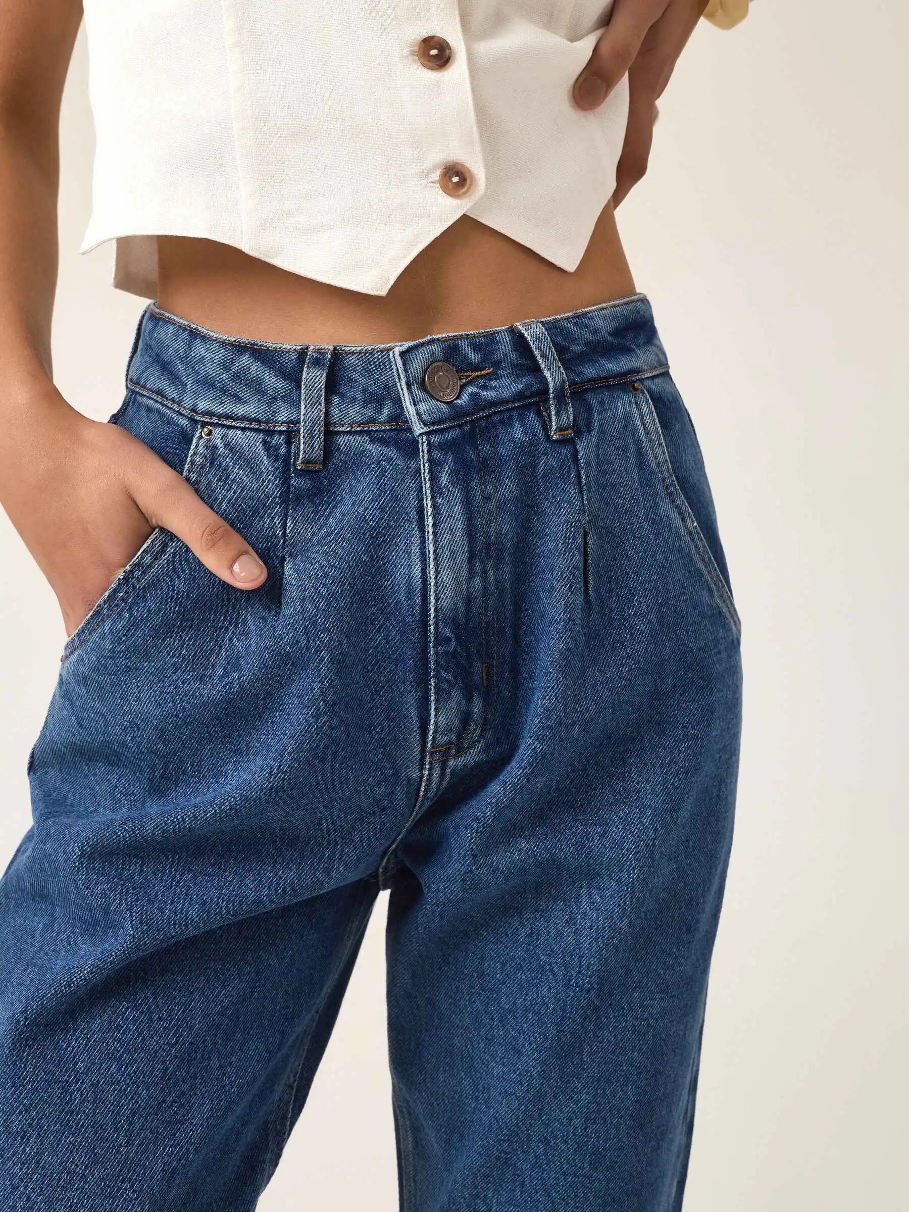 Calça Jeans Slouchy Cacau Azul Médio