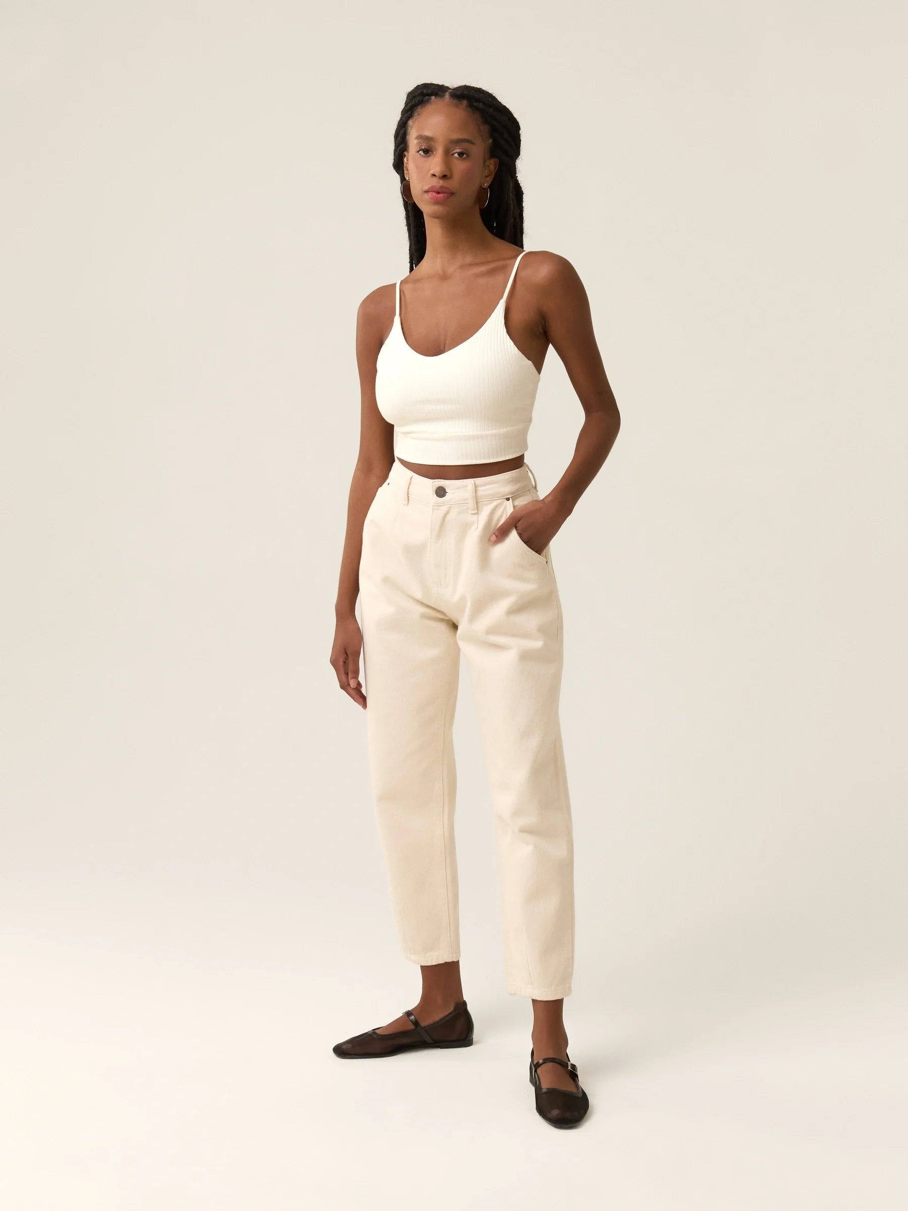 Calça Jeans Slouchy Cacau Bege