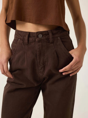 Calça Jeans Slouchy Cacau Marrom Escuro