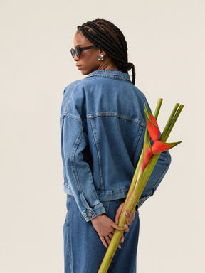 Jaqueta Jeans Oversized Andiroba Azul Médio