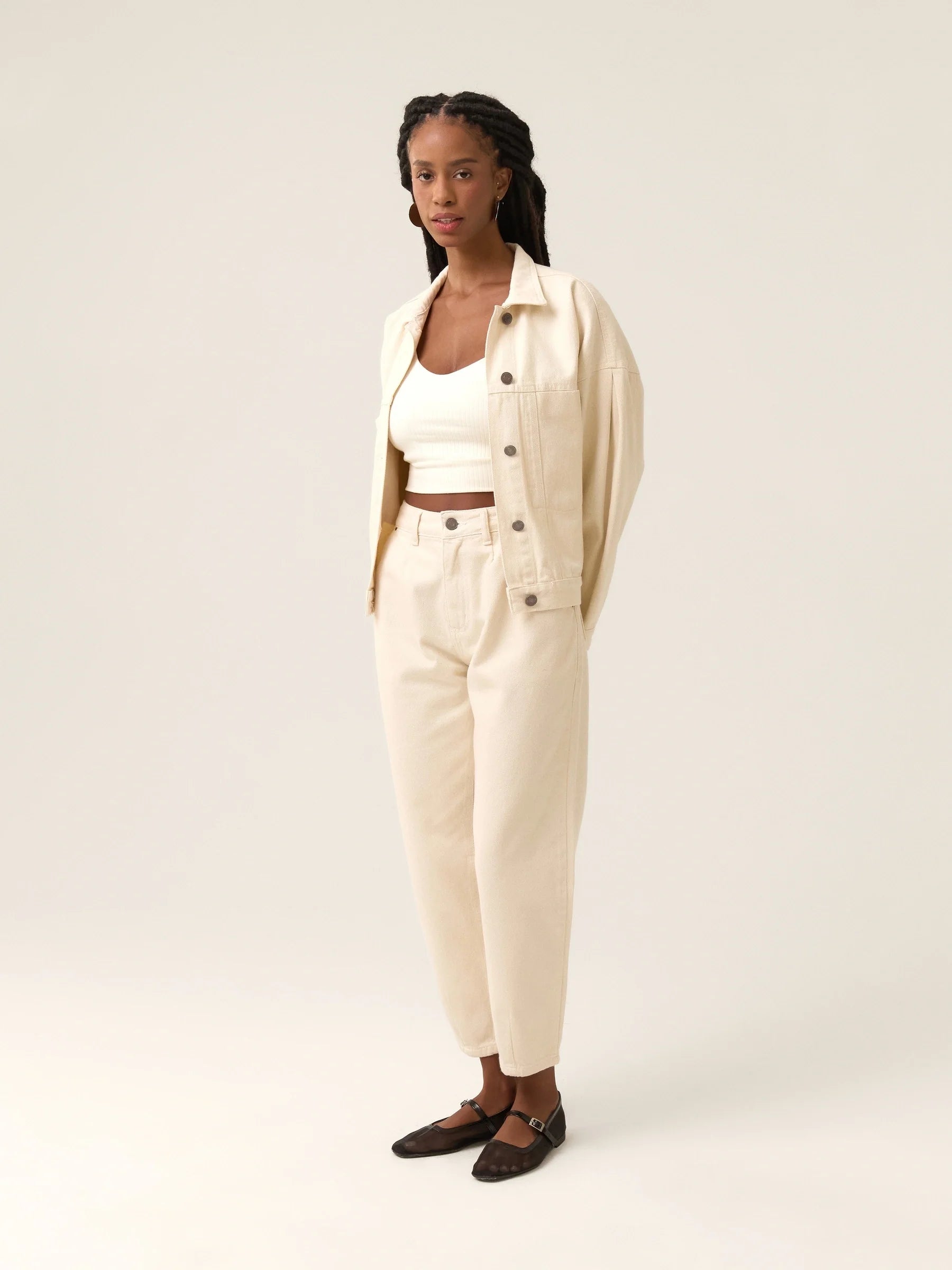 Jaqueta Jeans Oversized Andiroba Bege