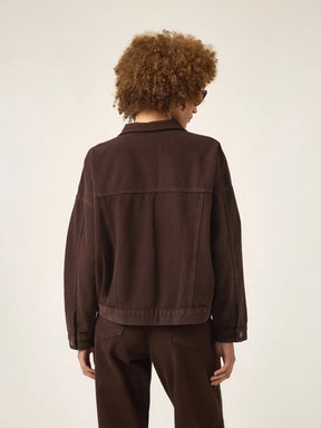 Jaqueta Jeans Oversized Andiroba Marrom Escuro