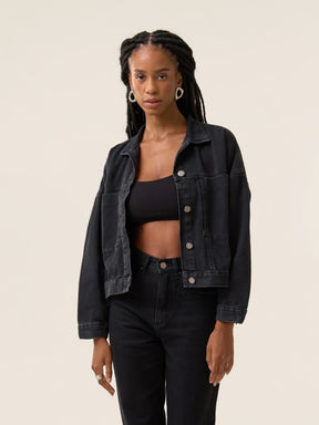 Jaqueta Jeans Oversized Andiroba Preta