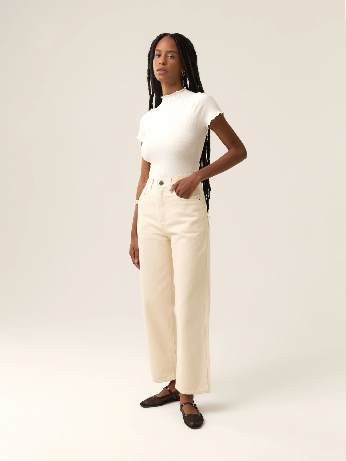 Calça Jeans Reta Araçá Bege