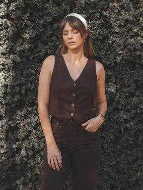 Colete Calêndula Marrom Escuro