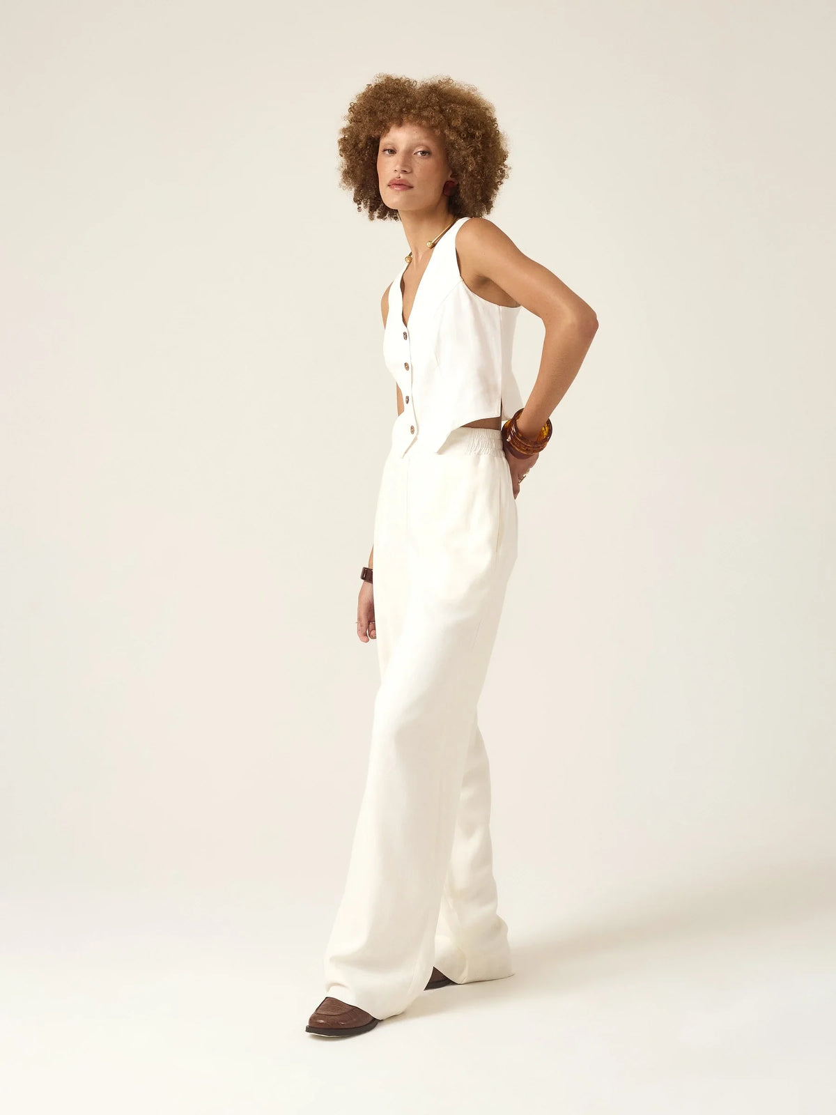 Calça Reta Petúnia Off White + Forro