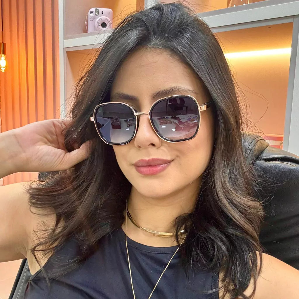 Óculos de Sol Feminino Hexagonal Flora